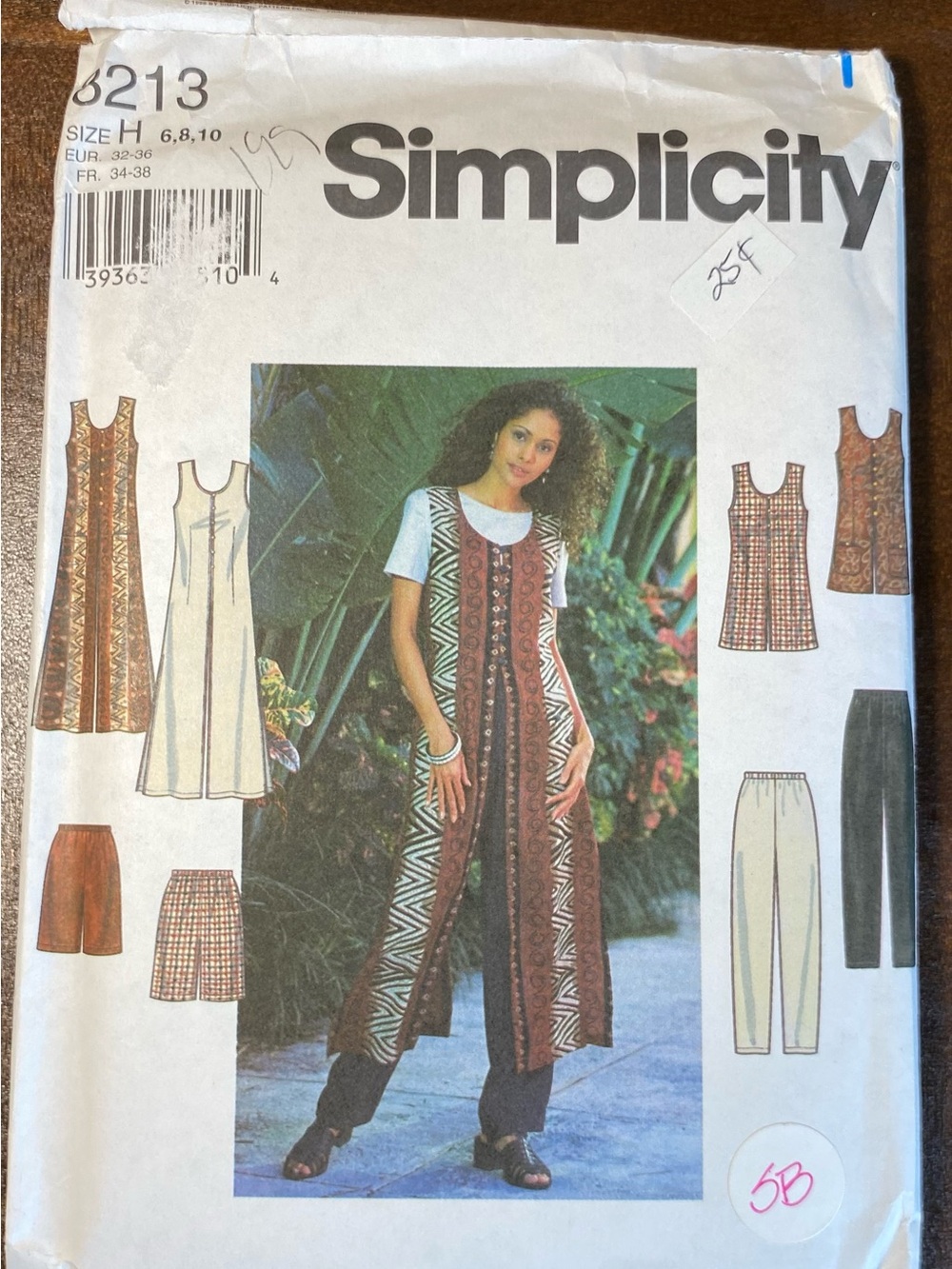 Vintage 90s Simplicity 8213 Sewing Pattern Long Vest Duster Pants Shorts H 6 8 1